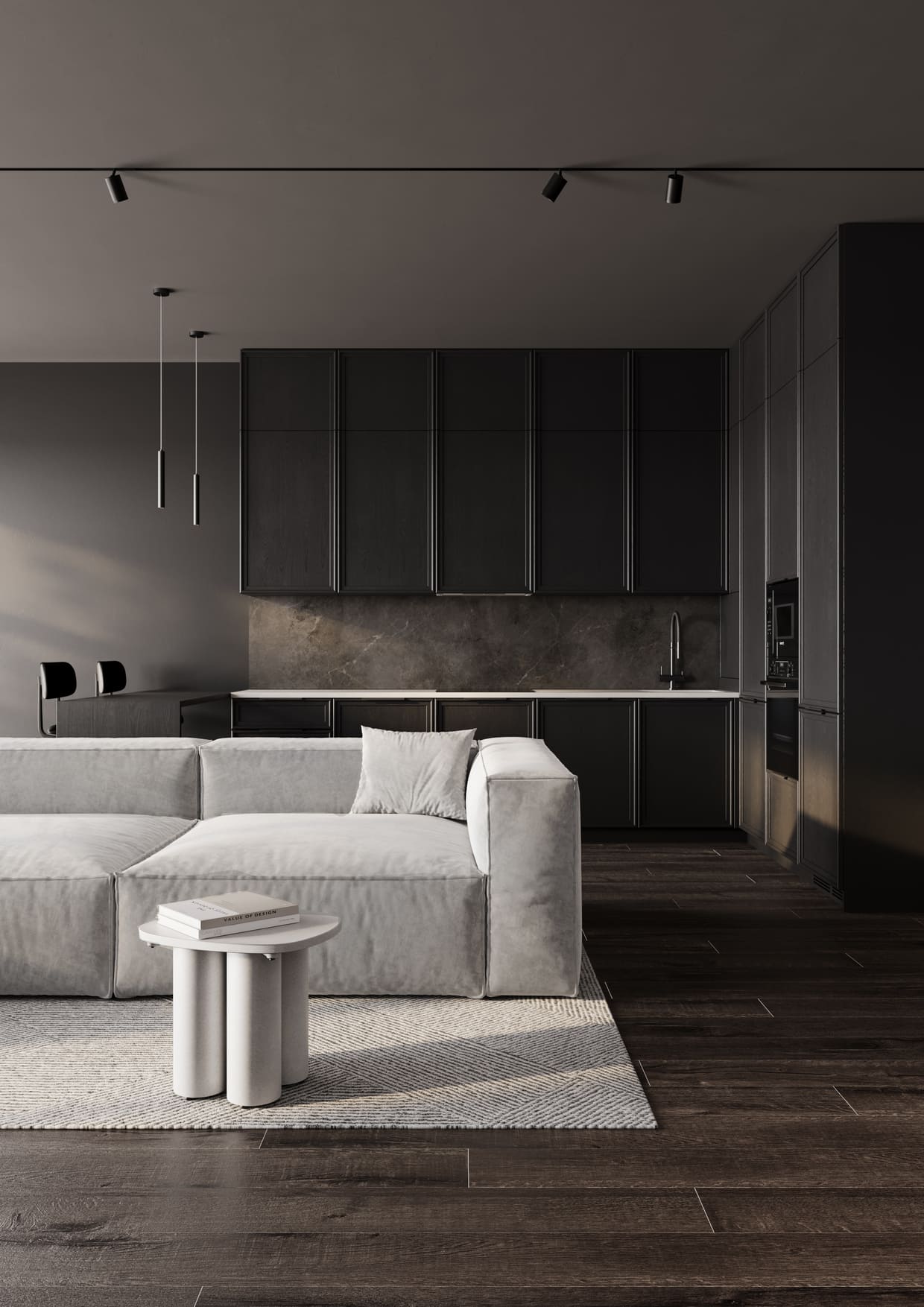 Кварцвиниловый SPC ламинат Fargo Bevel Дуб Шато 50-81996-36 1220×182×6 фото в интерьере